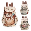 Sac à dos en toile pour femme Cartoon Cat Pattern Sac à bandoulière Sac à main Casual Vintage Travel Ruchsack