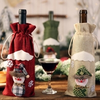 Sac de bouteille de vin de Noël Père Noël Bonhomme de neige Couverture de bouteille de vin Cadeau de Noël Décorations Fournitures