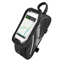Sac de guidon de vélo à écran tactile Cadre avant étanche pour tube supérieur Poche de vélo Sac de rangement avant de grande capacité pour grand écran de 7 pouces