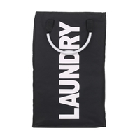 Sac de lavage pliable pratique Lavage des vêtements sales Sac à linge Sac de rangement durable avec poignée en alliage - Noir