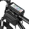 Sacoche de guidon de vélo à écran tactile Cadre avant étanche Tube supérieur Pochette de vélo Double sacoche Pack grande capacité