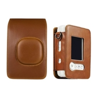 Sacoche pour appareil photo instantané de taille compacte en cuir PU avec bandoulière Compatible avec Fujifilm Fuji Instax mini LiPlay