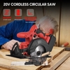Scie circulaire sans fil 20 V avec lame 18 dents 140 mm 5-3/8 pouces 3800 tr/min Vitesse variable Comprend des piles au lithium 2, 0 Ah et un chargeur Profondeur de coupe maximale 41 mm (90°) et 36 mm (45°)