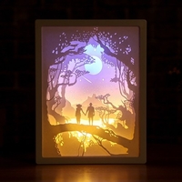 Sculpture sur papier 3D veilleuse LED Papercut boîte à lumière Sculptures cadre cadeau lampe de bureau décorative