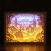 Sculpture sur papier 3D veilleuse LED Papercut boîte à lumière Sculptures cadre cadeau lampe de bureau décorative