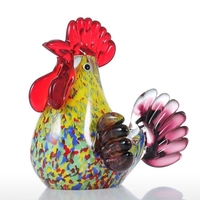 Sculpture Tooarts Multicolor Rooster verre Home Decor ornement animal cadeau Artisanat Décoration