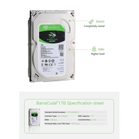 Seagate BarraCuda Series ST1000DM010 Disque dur mécanique 3, 5 pouces Disque dur interne SATA 1 To 7200 tr / min 64 Mo Cache pour PC / Mac