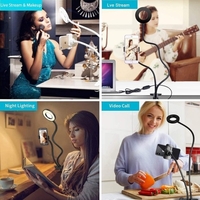 Selfie Ring Light avec support de support de téléphone portable pour la diffusion en direct / maquillage LED éclairage de la caméra Mode 3 lumières avec bras flexibles