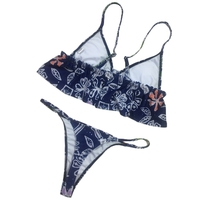 Sexy Femmes Brésilien Bikini Ensemble Ruffle Maillot De Bain Fleur Imprimer Maillots De Bain Plage Porter Deux Pièces Maillot De Bain Rouge / Bleu / Kaki