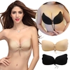 Sexy femmes silicone adhésif invisible Wing Soutien-gorge Gel Stick Push Up Backless robe de mariée bustier Corde Noir / Beige