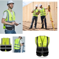 SFVest Gilet de sécurité réfléchissant Gilet réfléchissant Multi poches Vêtements de travail Sécurité Vêtements de travail Jour Nuit Moto Vélo Avertissement Sécurité Gilet