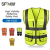 SFVest Gilet de sécurité réfléchissant Gilet réfléchissant Multi poches Vêtements de travail Sécurité Vêtements de travail Jour Nuit Moto Vélo Avertissement Sécurité Gilet