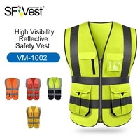 SFVest Gilet de sécurité réfléchissant Gilet réfléchissant Multi poches Vêtements de travail Sécurité Vêtements de travail Jour Nuit Moto Vélo Avertissement Sécurité Gilet