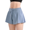 Short de sport 2 en 1 pour femme taille haute respirant à séchage rapide avec cordon de serrage Running Fitness Sportswear