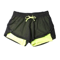 Short de sport 2 en 1 respirant à séchage rapide élastique taille haute avec cordon de course Short de yoga