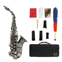 Sib Saxophone Soprano Sax Laiton Matériau du Bois Plaqué Nickel Noir