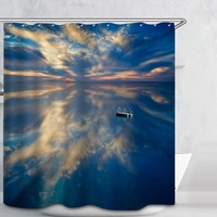 Simulation 3D Seaview paysage naturel rideau de douche imperméable rideaux de salle de bains WC avec crochets