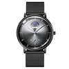 SKMEI 9245 Montre habillée pour hommes élégant avec grand affichage de la Phase de lune Montre-bracelet à quartz analogique minimaliste Montre décontractée d