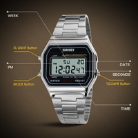 SKMEI Cool numérique hommes femmes Bussiness montre-bracelet luxe Couple lumineux Vintage Watch 3ATM résistant à l