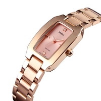 SKMEI femmes montre à Quartz bracelet en acier inoxydable diamant cadran femme bracelet élégant dames montres Bracelet temps précis 3ATM étanche