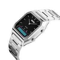 SKMEI Hommes Montre électronique numérique Mode double heure Affichage de la semaine de la semaine Réveil Rétro-éclairage 3ATM Montres de mode masculines étanches Bracelets pour hommes pour la vie"idienne Affaires Famille Amis Cadeaux