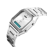 SKMEI Hommes Montre électronique numérique Mode double heure Affichage de la semaine de la semaine Réveil Rétro-éclairage 3ATM Montres de mode masculines étanches Bracelets pour hommes pour la vie"idienne Affaires Famille Amis Cadeaux