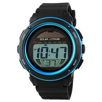 SKMEI Solar Powered hommes numérique femmes Sprots montre grand cadran 5ATM étanche multifonction unisexe montre-bracelet avec chronographe alarme rétroéclairage
