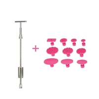 Slide Hammer T Bar Puller Tool + 10pcs Red Pulling Tabs Car Dent Remover Kit de réparation
