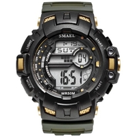 SMAEL 1532A Montre électronique numérique multifonctionnelle pour hommes,  femmes,  grand cadran,  montre-bracelet unisexe à la mode avec 50M étanche/lumineux/alarme/semaine/affichage de la date