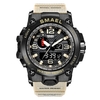 SMAEL 1545 Montre-bracelet à la mode pour hommes,  montre-bracelet multifonctionnelle à quartz numérique avec 50M étanche/lumineux/alarme/chronomètre/semaine/date
