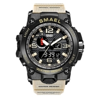 SMAEL 1545 Montre-bracelet à la mode pour hommes,  montre-bracelet multifonctionnelle à quartz numérique avec 50M étanche/lumineux/alarme/chronomètre/semaine/date