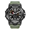 SMAEL 1545 Montre-bracelet à la mode pour hommes,  montre-bracelet multifonctionnelle à quartz numérique avec 50M étanche/lumineux/alarme/chronomètre/semaine/date