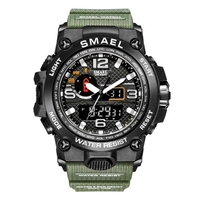 SMAEL 1545 Montre-bracelet à la mode pour hommes,  montre-bracelet multifonctionnelle à quartz numérique avec 50M étanche/lumineux/alarme/chronomètre/semaine/date