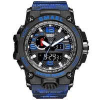 SMAEL 1545D Multifonctionnel Sport Hommes Montre-Bracelet À La Mode Quartz + Montre Électronique Numérique À Double Affichage Avec 50M Étanche/Lumineux/Alarme/Chronomètre/Carillon Horaire/Semaine/Date