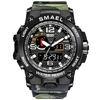 SMAEL 1545D Multifonctionnel Sport Hommes Montre-Bracelet À La Mode Quartz + Montre Électronique Numérique À Double Affichage Avec 50M Étanche/Lumineux/Alarme/Chronomètre/Carillon Horaire/Semaine/Date