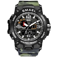 SMAEL 1545D Multifonctionnel Sport Hommes Montre-Bracelet À La Mode Quartz + Montre Électronique Numérique À Double Affichage Avec 50M Étanche/Lumineux/Alarme/Chronomètre/Carillon Horaire/Semaine/Date