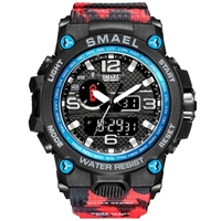 SMAEL 1545D Multifonctionnel Sport Hommes Montre-Bracelet À La Mode Quartz + Montre Électronique Numérique À Double Affichage Avec 50M Étanche/Lumineux/Alarme/Chronomètre/Carillon Horaire/Semaine/Date