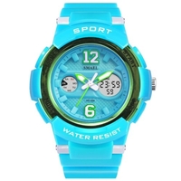 SMAEL 1632 Montre de sport pour femme élégante multifonction à quartz + montre-bracelet électronique numérique pour femme 50M montre décontractée étanche avec chronomètre/rétro-éclairé/alarme/semaine/date/carillon horaire pour les examens de v