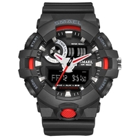 SMAEL 1642 Élégant Cool Hommes Mode Montre-Bracelet Multifonction Quartz Numérique Électronique Double Affichage Montre avec 50M Étanche/Alarme/Semaine/Date/Chronomètre/Rétroéclairage