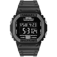 SMAEL 1801 Montre de sport de plein air multifonctionnelle pour hommes,  femmes,  montre-bracelet chronographe étudiant unisexe à la mode avec affichage 50M étanche/lumineux/alarme/synchronisation/semaine/date