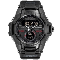 SMAEL 1805 Montre de sport multifonctionnelle pour hommes Montre-bracelet numérique à double affichage à quartz à la mode avec 50M étanche/lumineux/alarme/synchronisation/semaine/date