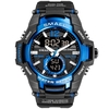 SMAEL 1805 Montre de sport multifonctionnelle pour hommes Montre-bracelet numérique à double affichage à quartz à la mode avec 50M étanche/lumineux/alarme/synchronisation/semaine/date
