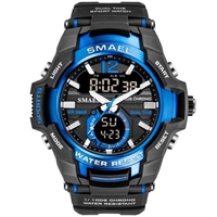 SMAEL 1805 Montre de sport multifonctionnelle pour hommes Montre-bracelet numérique à double affichage à quartz à la mode avec 50M étanche/lumineux/alarme/synchronisation/semaine/date