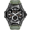 SMAEL 1805 Montre de sport multifonctionnelle pour hommes Montre-bracelet numérique à double affichage à quartz à la mode avec 50M étanche/lumineux/alarme/synchronisation/semaine/date