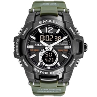 SMAEL 1805 Montre de sport multifonctionnelle pour hommes Montre-bracelet numérique à double affichage à quartz à la mode avec 50M étanche/lumineux/alarme/synchronisation/semaine/date