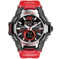 SMAEL 1805 Montre de sport multifonctionnelle pour hommes Montre-bracelet numérique à double affichage à quartz à la mode avec 50M étanche/lumineux/alarme/synchronisation/semaine/date