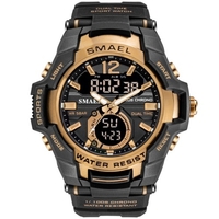SMAEL 1805 Montre de sport multifonctionnelle pour hommes Montre-bracelet numérique à double affichage à quartz à la mode avec 50M étanche/lumineux/alarme/synchronisation/semaine/date