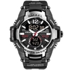 SMAEL 1805 Montre de sport multifonctionnelle pour hommes Montre-bracelet numérique à double affichage à quartz à la mode avec 50M étanche/lumineux/alarme/synchronisation/semaine/date