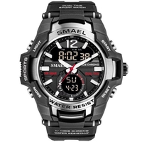 SMAEL 1805 Montre de sport multifonctionnelle pour hommes Montre-bracelet numérique à double affichage à quartz à la mode avec 50M étanche/lumineux/alarme/synchronisation/semaine/date