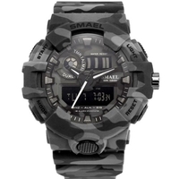 SMAEL 8001 Sports de plein air 50M montre-bracelet étanche multifonctionnel à la mode hommes montre numérique à quartz avec affichage lumineux/alarme/Date/semaine